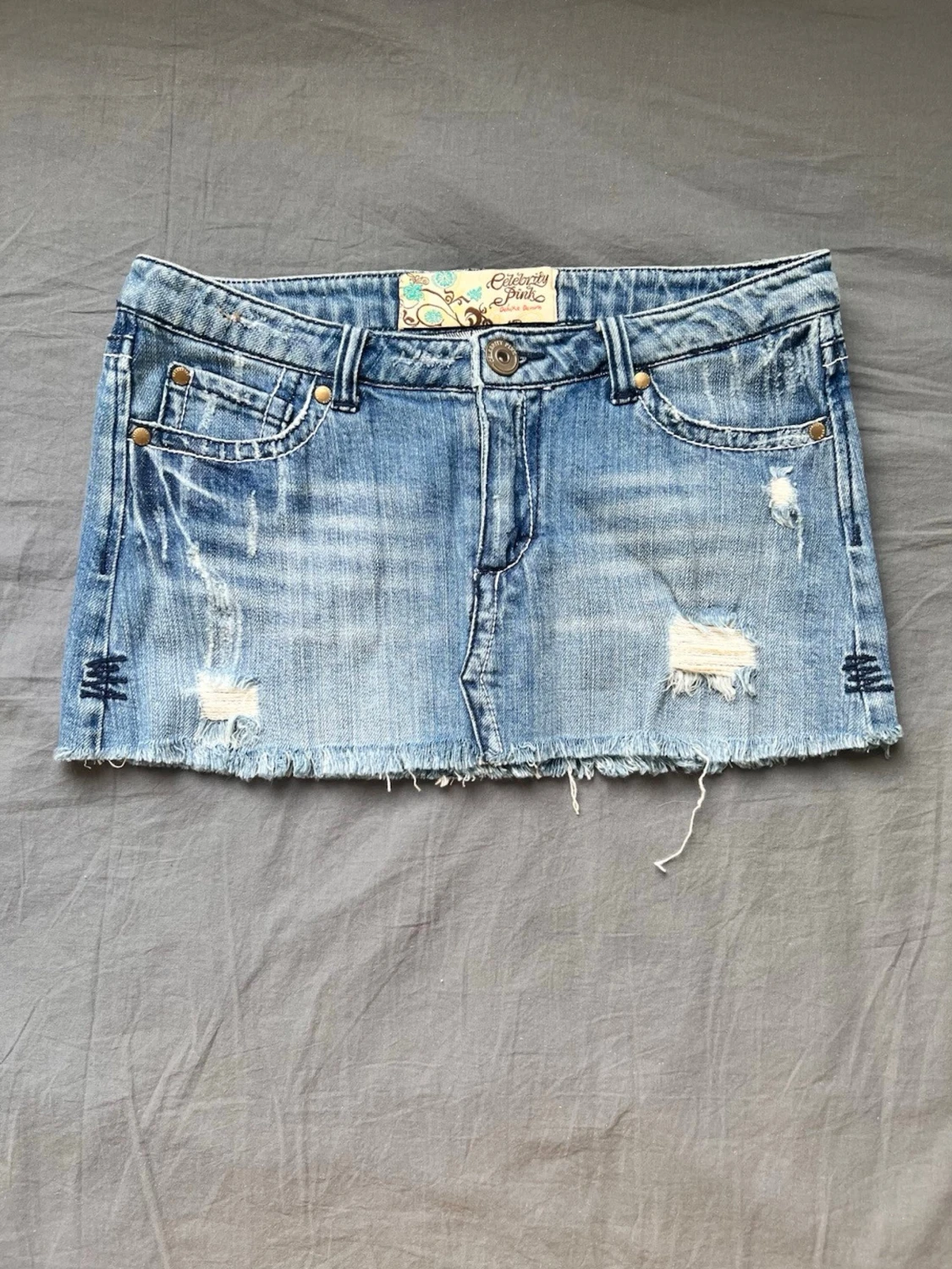 Blå jeanskjol Butterfly Pink - 1