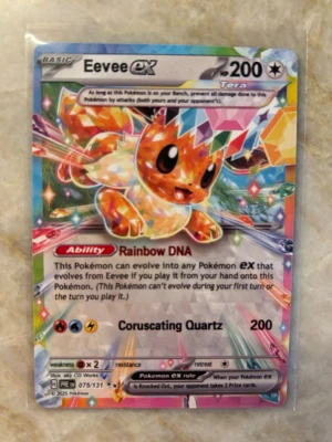 Eevee Pokemon EX - Säljer min Eevee EX från prismatic evolutions. Om jag skulle ge en PSA rating är det en stabil 7a (pga centering)
