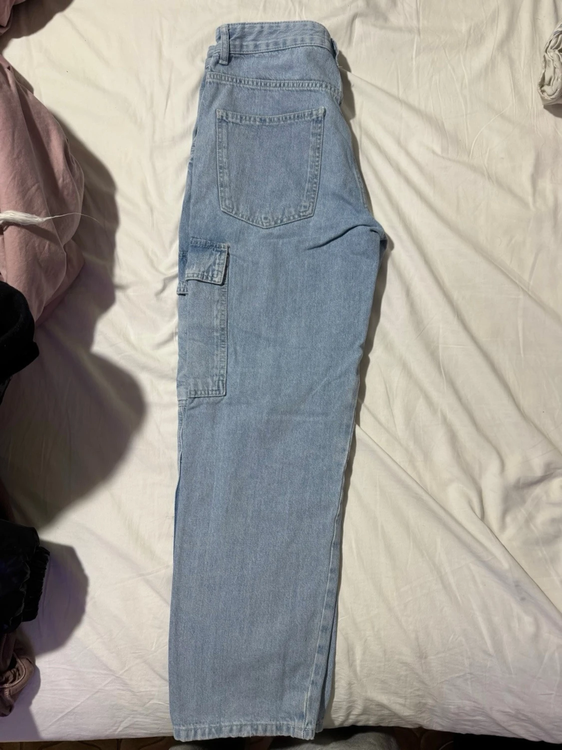 Ljusblå cargobyxor i denim - 1