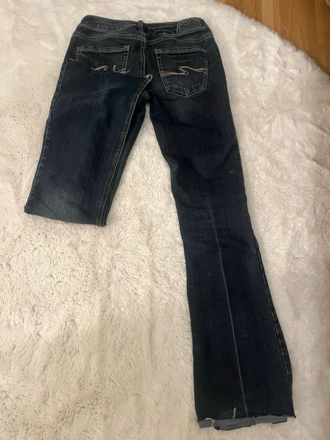 Mörkblå bootcut jeans vintage - 4