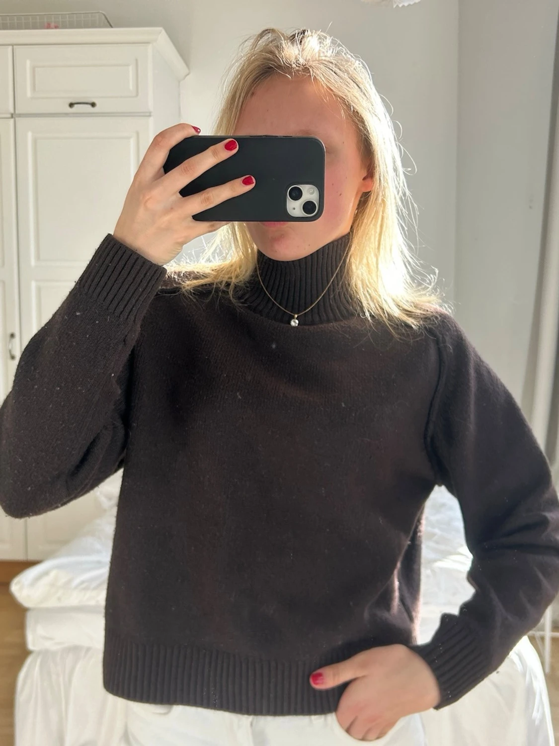 Mörkbrun stickad polotröja💖💖🤌🏼 - 1