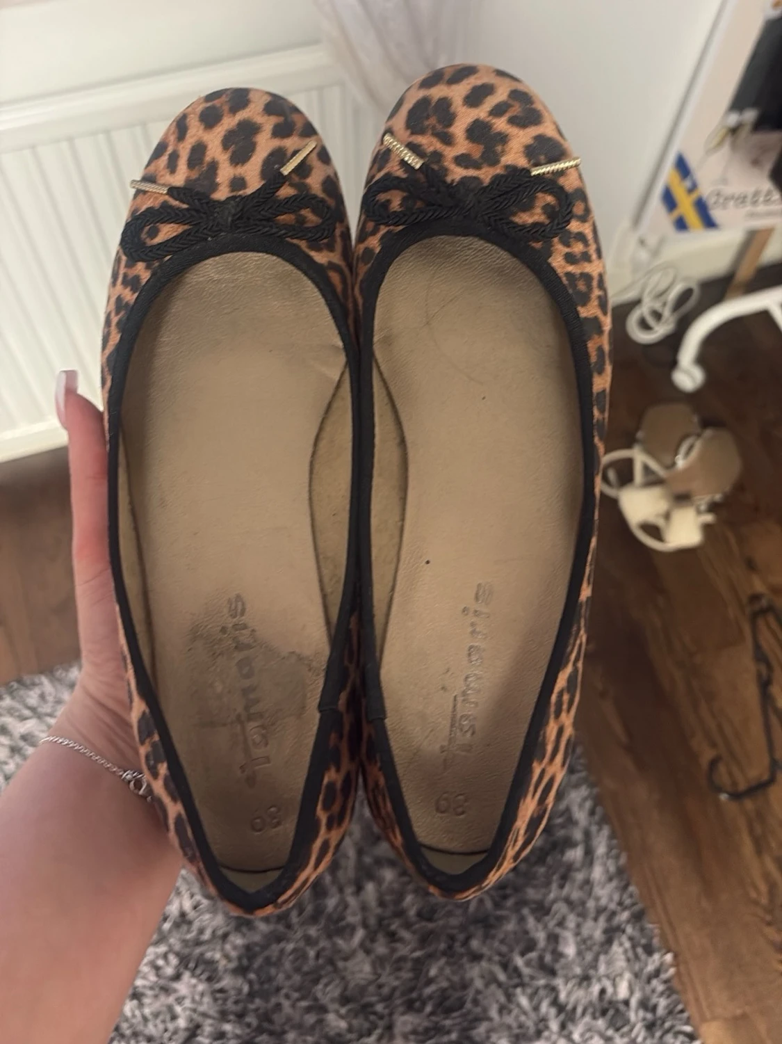 Leopardmönstrade ballerinaskor Tamaris