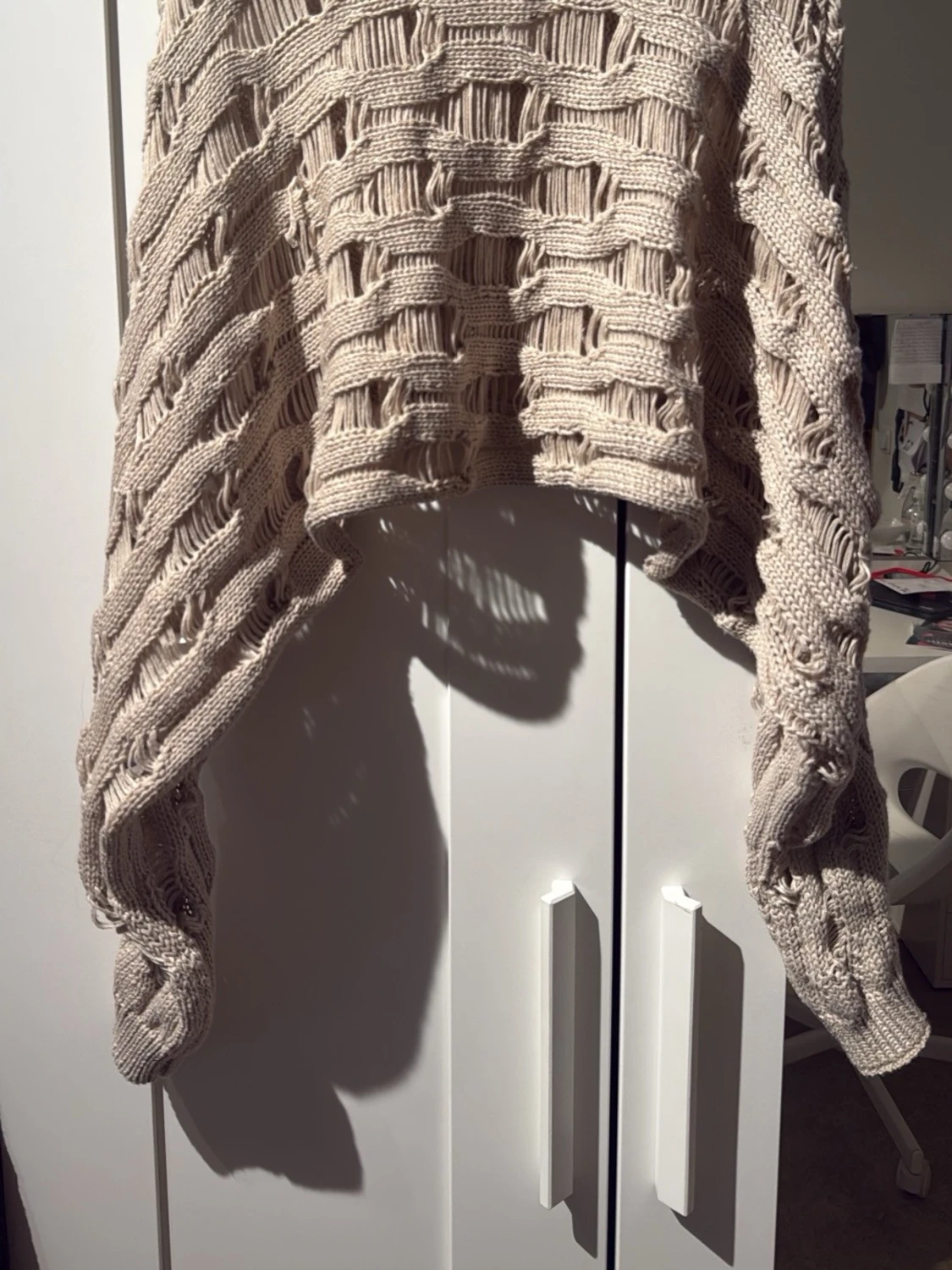 Beige croppad stickad tröja - 1