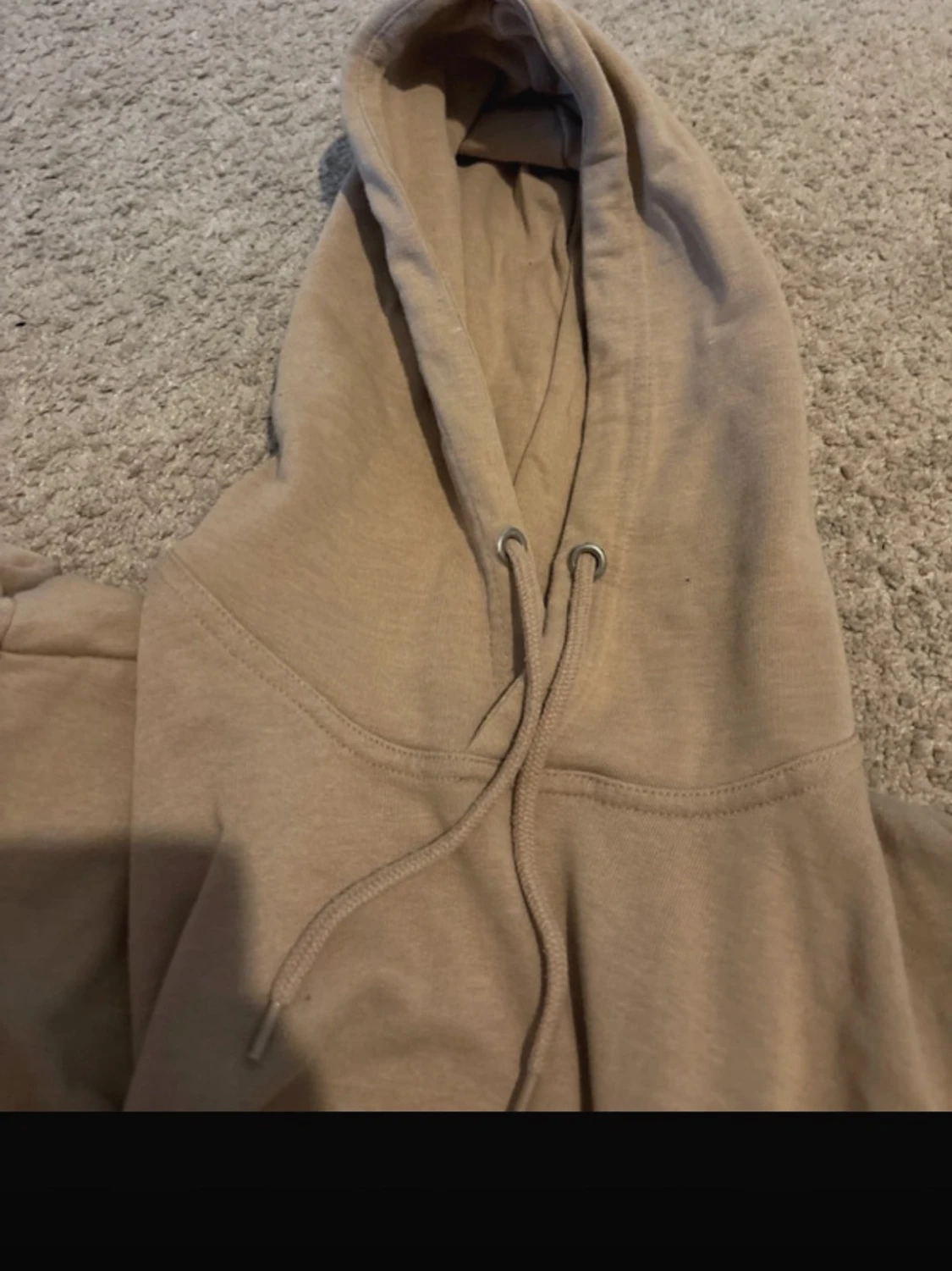 Beige oversized hoodie med huva - 2