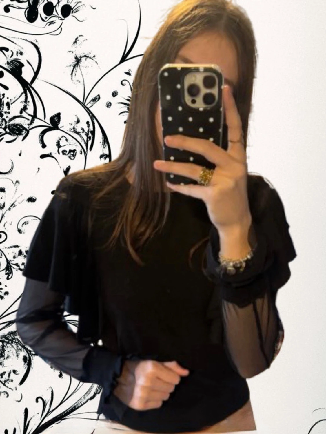 Svart stickad tröja med volangärmar - 2