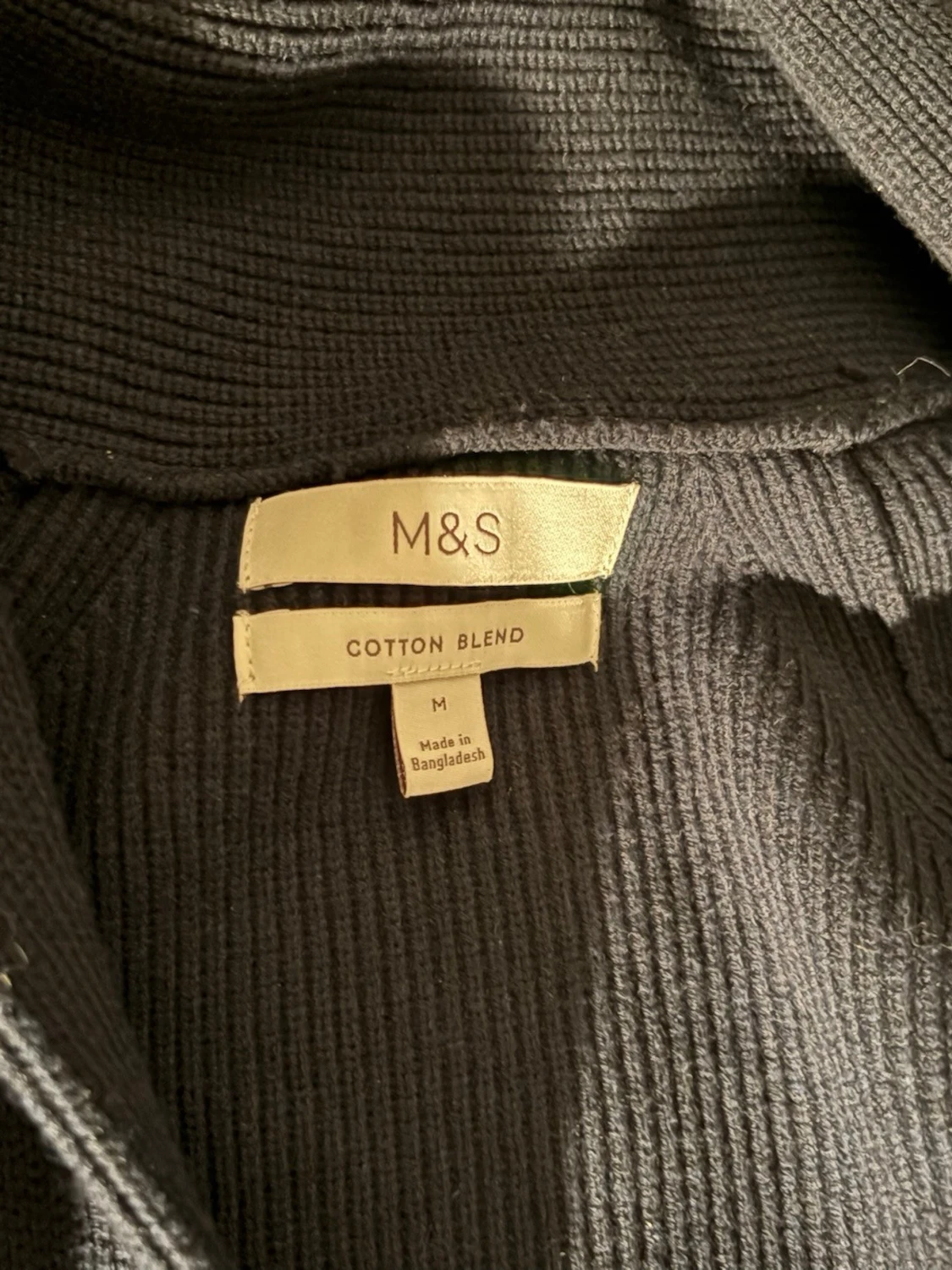 Mörkblå ribbad kofta med sjalkrage - 4