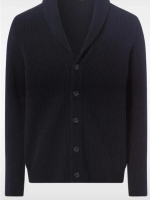 Svart ribbstickad cardigan från French Connection med sjalkrage - Stilren svart ribbstickad cardigan med sjalkrage och knäppning framtill. Koftan har två framfickor och långa ärmar. Perfekt för lager på lager och ger en klassisk look till din outfit.