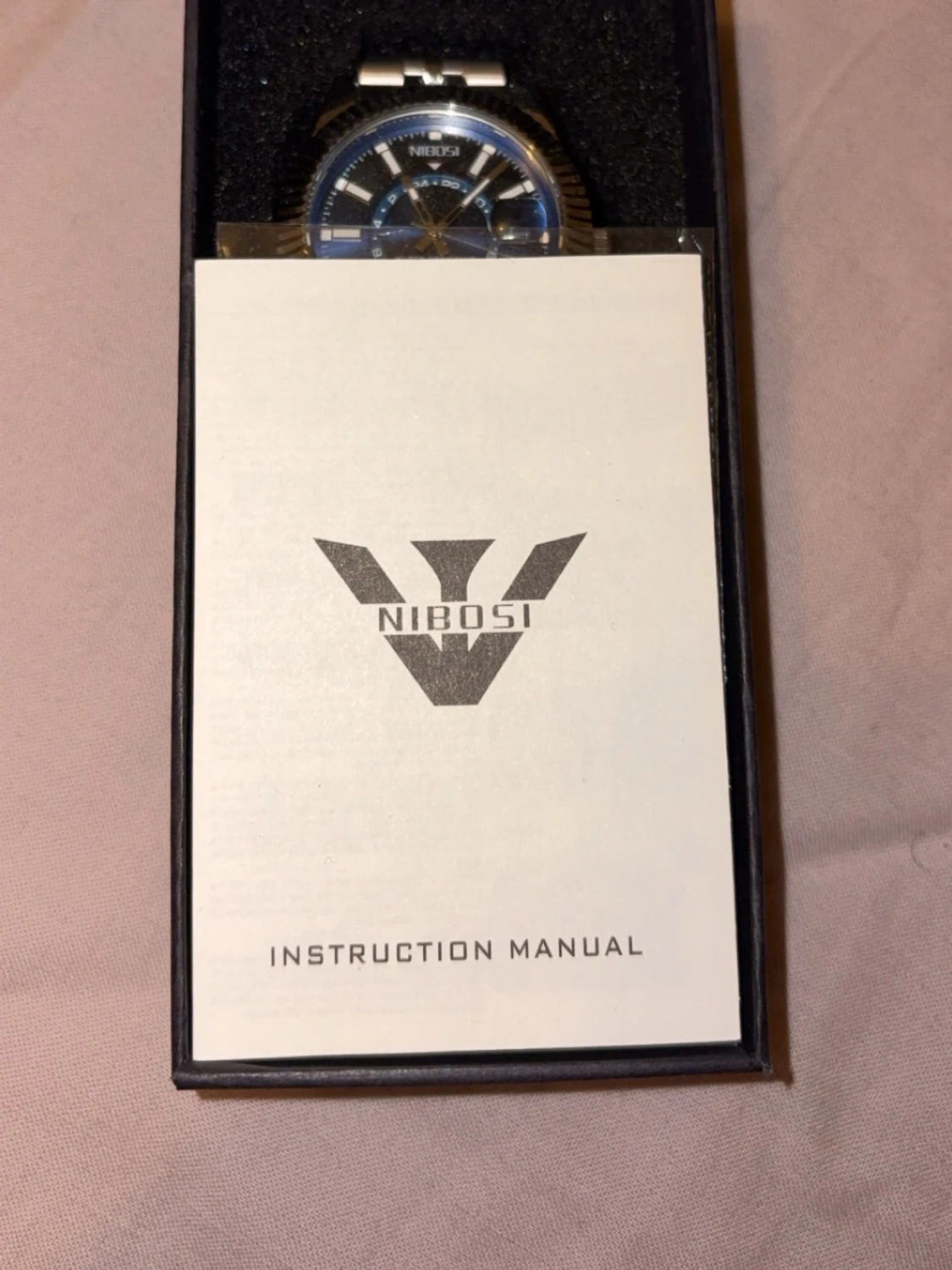 NIBOSI silverfärgad klocka blå urtavla - 2