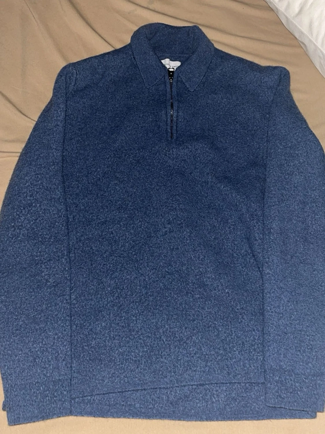 Blå halvzip tröja med krage - 1