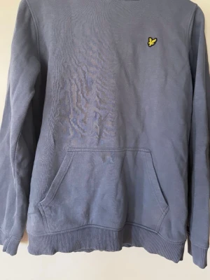 Lyle & Scott Junior blå hoodie, storlek 15/16 YEARS - Hoodie från Lyle & Scott Junior blågrå med en känguruficka framtill och ribbade muddar i ärmslut och nederkant. Tröjan har en huva med dragsko. Mått L65 B 47 Djur o rökfritt hem.