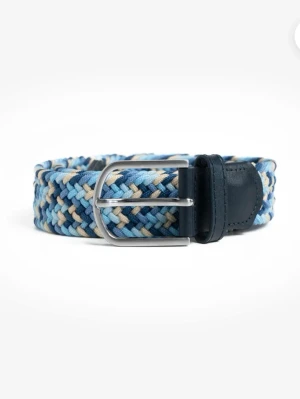 Blått flätat bälte med skinn-detalj - One wear bälte, original pris 349 