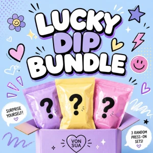 Lucky Dip 3St set presson naglar - 🎁 LUCKY DIP BUNDLE 🎁 ✨ 3 slumpmässiga press-on-set 💖 179 kr 📦 Värde 267 kr+