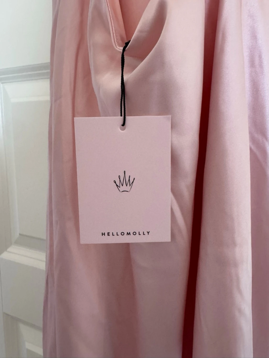 Ljusrosa långklänning i satin - 2