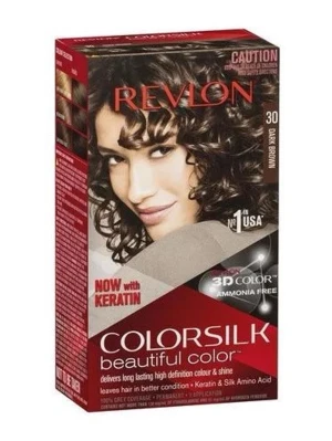 Revlon Colorsilk hårfärg mörkbrun - Revlon Colorsilk Beautiful Color hårfärg i nyansen 30 Dark Brown. Ger en djup, mörkbrun färg med glans och täcker grått hår. Innehåller keratin och silkesaminosyror för bättre hårkvalitet. Ammoniakfri formula för skonsam färgning.