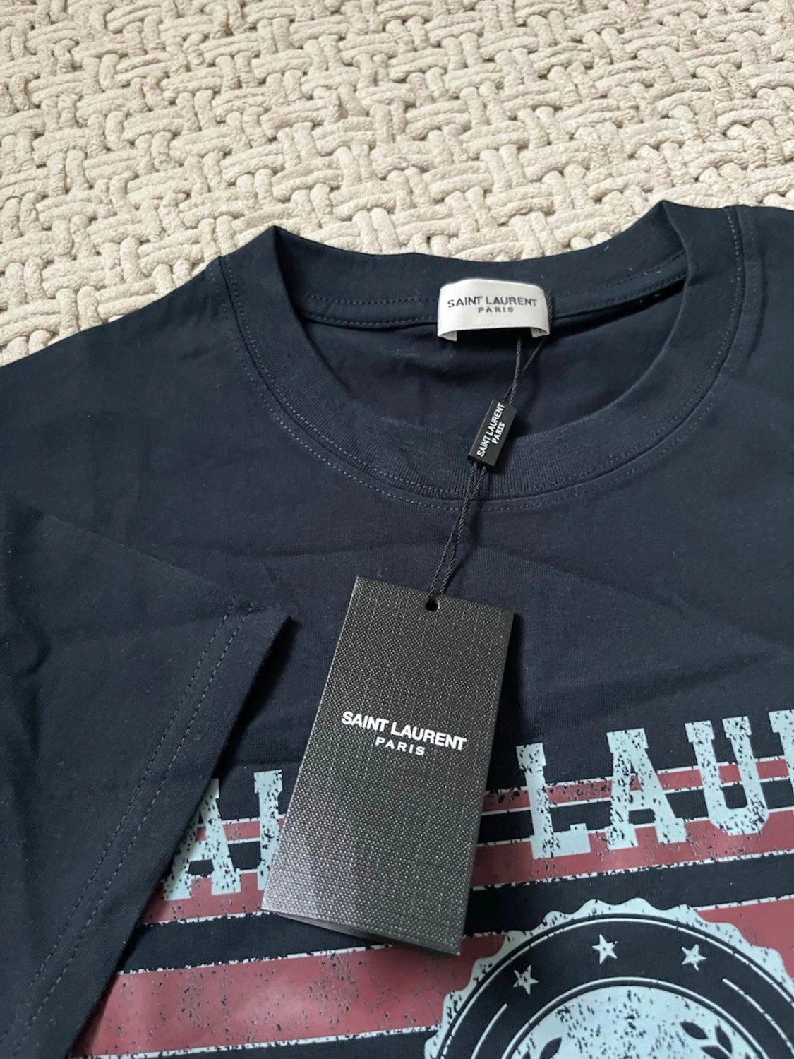 Mörkblå Saint Laurent t-shirt med tryck - 2