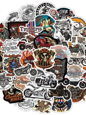 50st Harley motorcyklar klistermärken  - Vattentåliga klistermärken som inte bleknar. Lätta att av, inga rester. (#24)