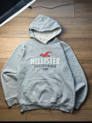 Grå hoodie från Hollister - Snygg grå hoodie från Hollister med broderad logga.                                    Storlek M men tycker den passar som S Fråga mått vid behov!