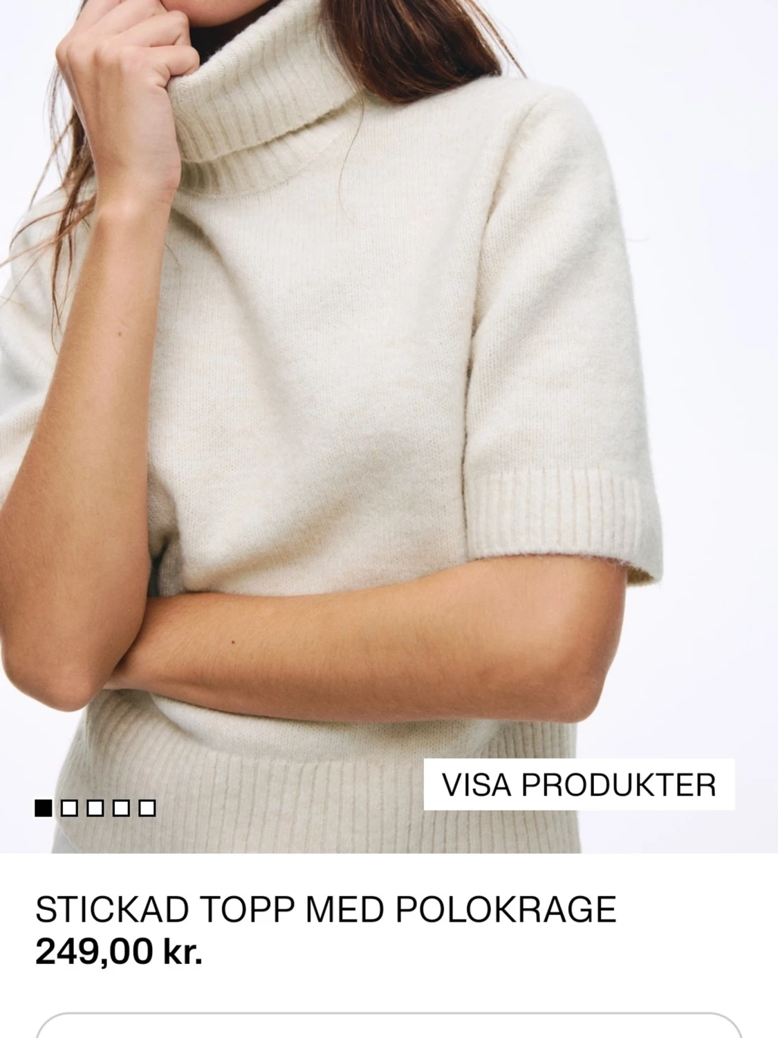 Stickad topp med polokrage