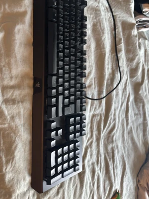 Razer BlackWidow X Chroma tangentbord - Säljer ett Razer BlackWidow X Chroma gamingtangentbord med mekaniska tangenter och RGB-belysning. Tangentbordet är svart och har en robust metallram samt USB-kabel. Perfekt för gaming och datoranvändning. Gröna switches.