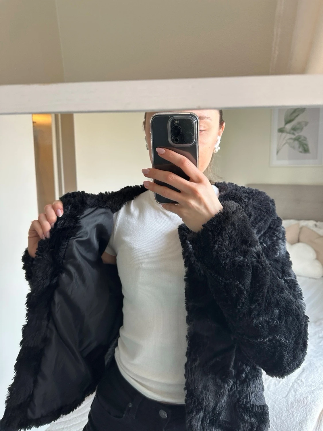 Svart fuskpälsjacka från vero Moda  - 2