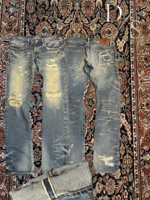 Hysteric glamour distressed Selvedge jeans - Crazy hystericglamour with insane details. There are small stains that don’t make any difference when using it isn’t visible at all.   •Waist: 40cm •Length: 100cm •inseam: 80cm •leg opening: 18cm 