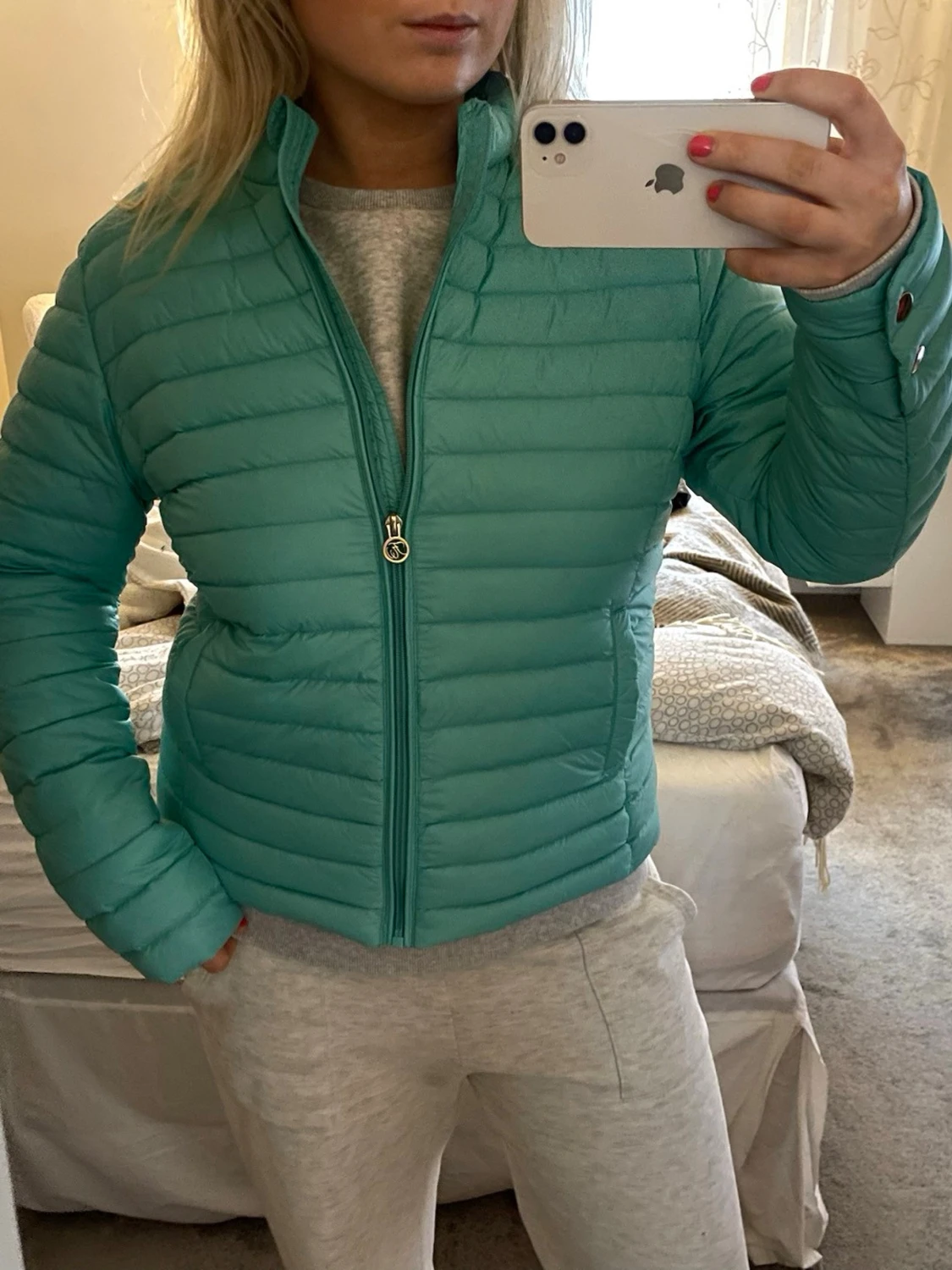 Turkos pufferjacka med dragkedja - 3