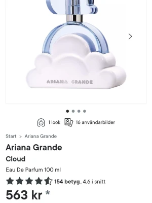 Ariana Grande Cloud parfym 100 ml - Ariana Grande Cloud Eau De Parfum 100 ml. Perfekt för dig som gillar söta och fräscha dofter. Jag köpte denna för några månader sen men jag tyckte inte doften passade mig så nu vill jag sälja den. Har endast använt en gång så den är iprincip helt ny 