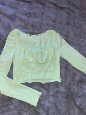 Ljusgrön croppad långärmad topp - Fin ljusgrön croppad topp med långa ärmar och markerade sömmar. 