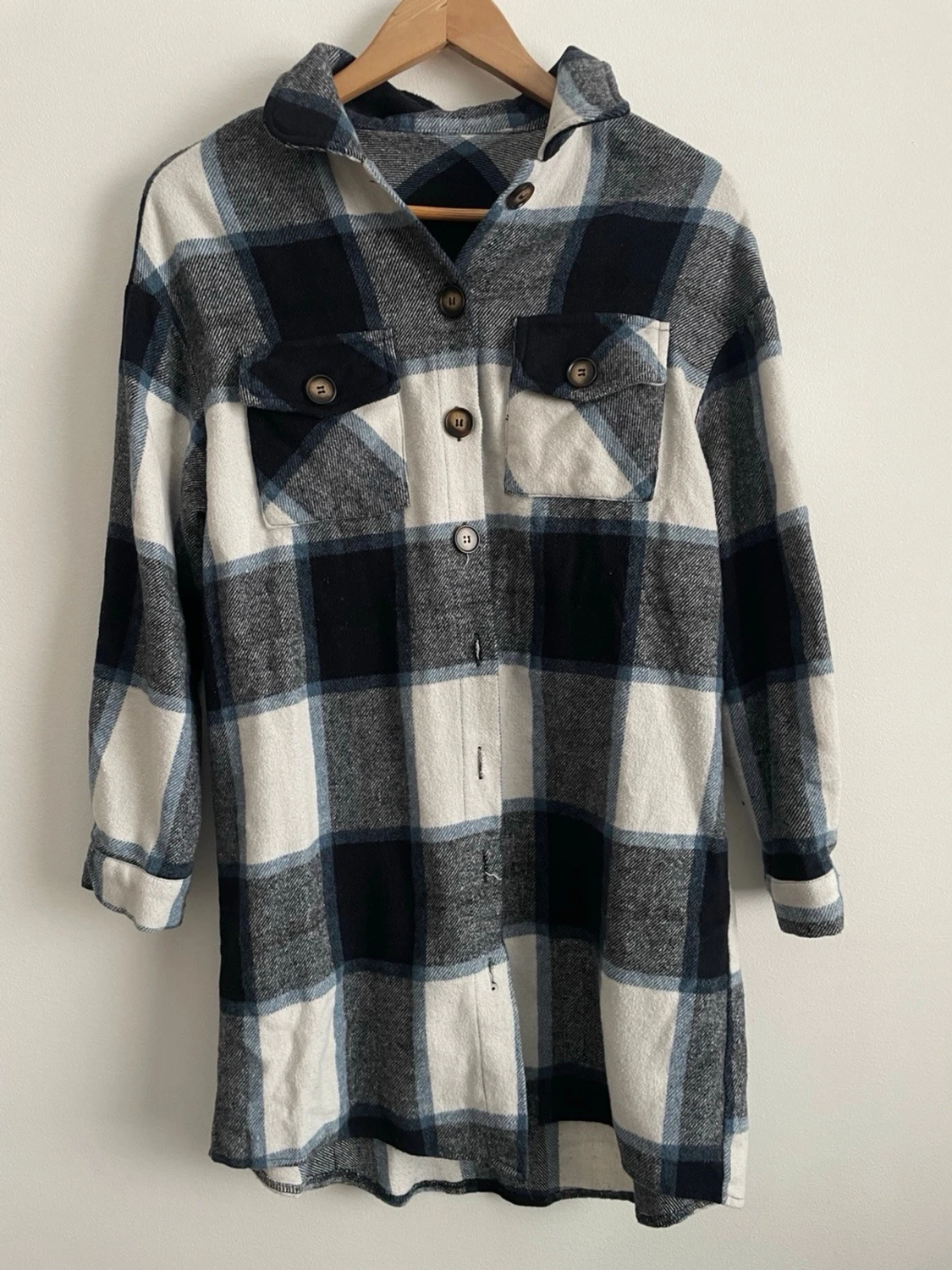 Rutig oversized overshirt i bomull