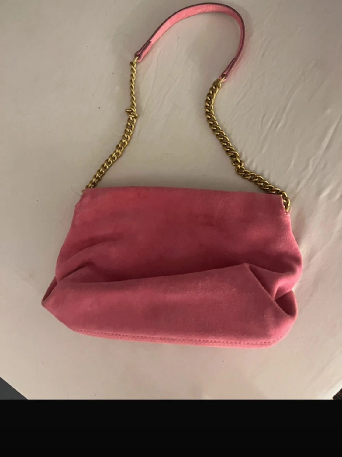 Rosa axelremsväska i mocka - 1