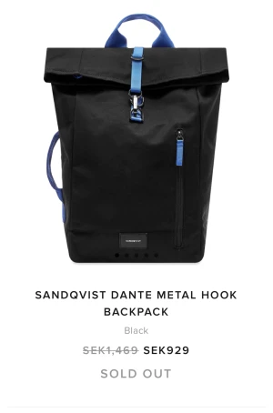Sandqvist Dante metal hook - Helt ny ryggsäck från Sandqvist. Nypris 1469kr, nu 575kr.