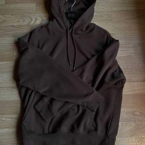 En basic Weekday hoodie med färgen brun. Säljs för den är för oversized för mig. Storlek Xs men passar S.