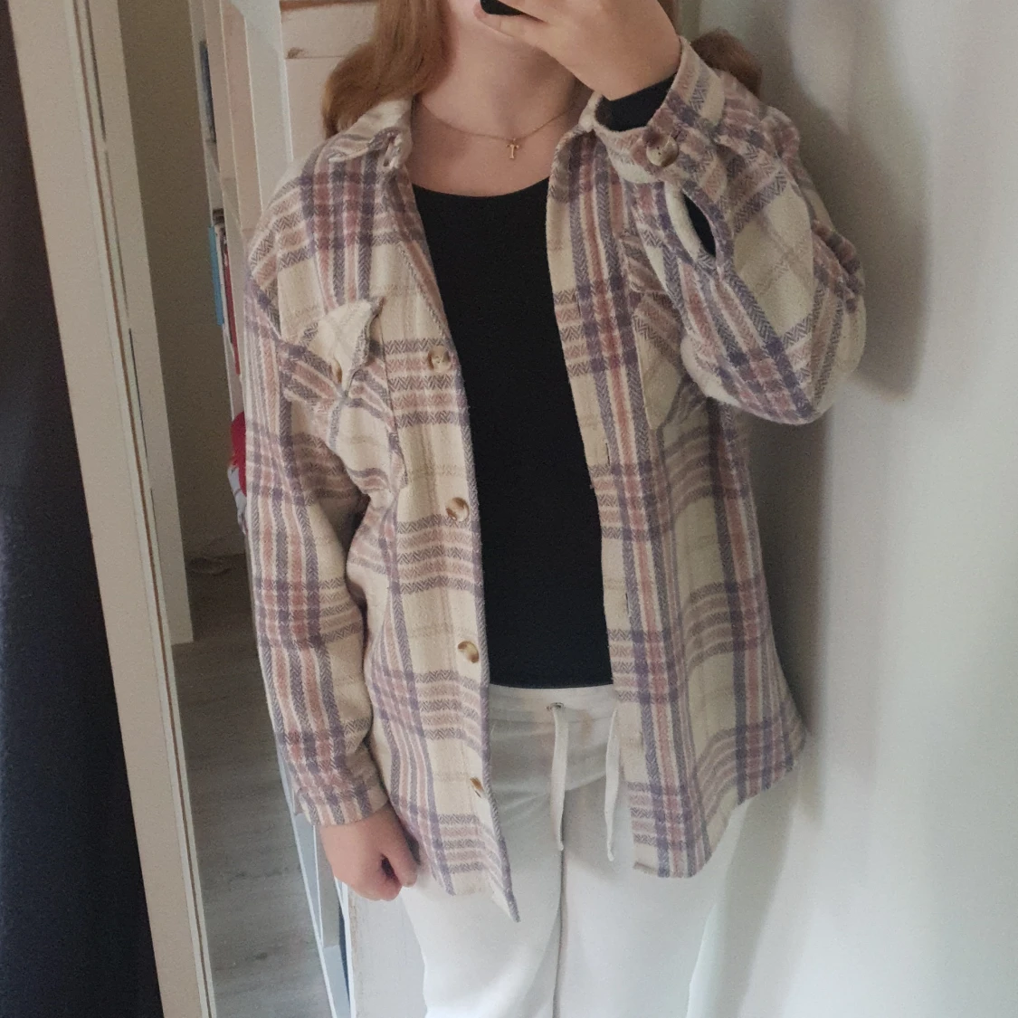 Rosa lila rutig vårjacka