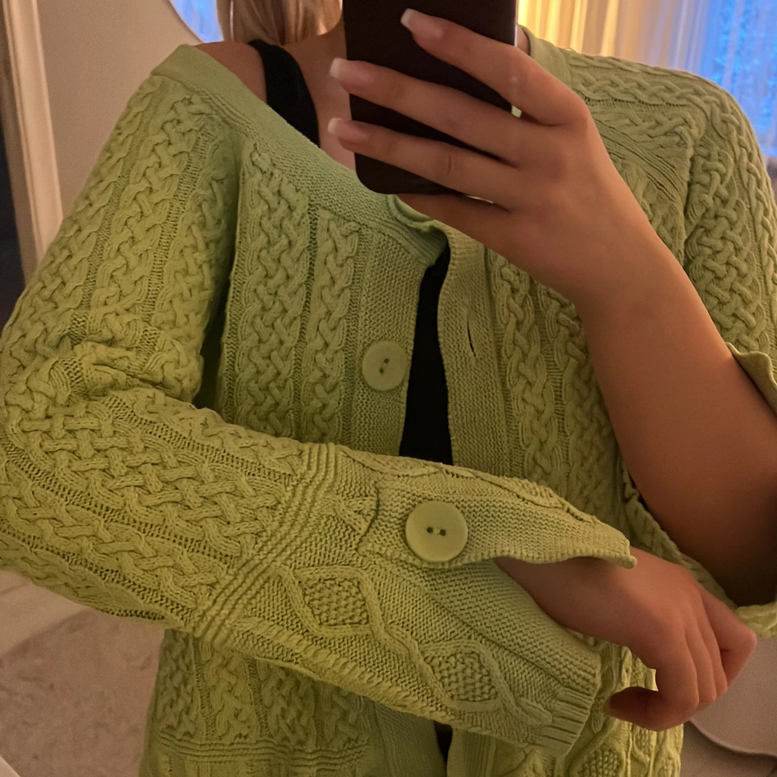 supersöt limegrön vintage kofta - 90
