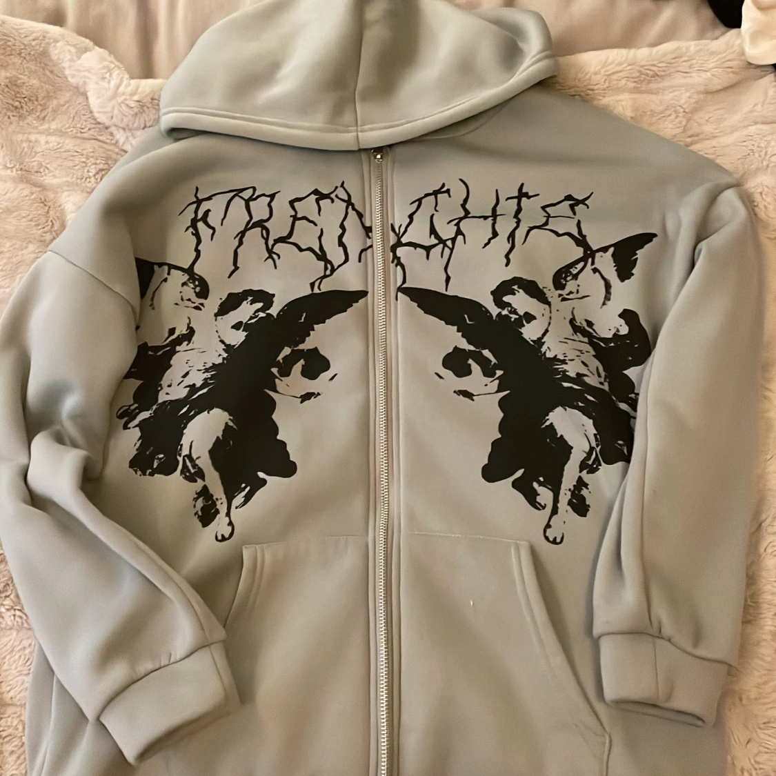 Zip hoodie med tryck