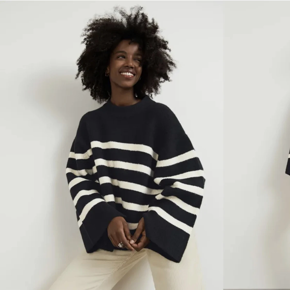 Stickad tröja randig 