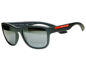 Prada Solglasögon  - Autentiska Prada Herr Grå Solglasögon Fyrkantig Spegel SPS 01U UFK-5L0 Red Stripe 8053672982732   6 månader gamla.