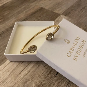 Armband från Caroline Svedbom - Jätte fint guld armband med klar diamant från Caroline Svedbom. Använt ett fåtal gånger och är i fint skick, endast lite missfärgat på piggarna som fäster diamanten. Ordinarie pris ligger på 695 kr. Armbandet är justerbart, ask eller present påse medfölje