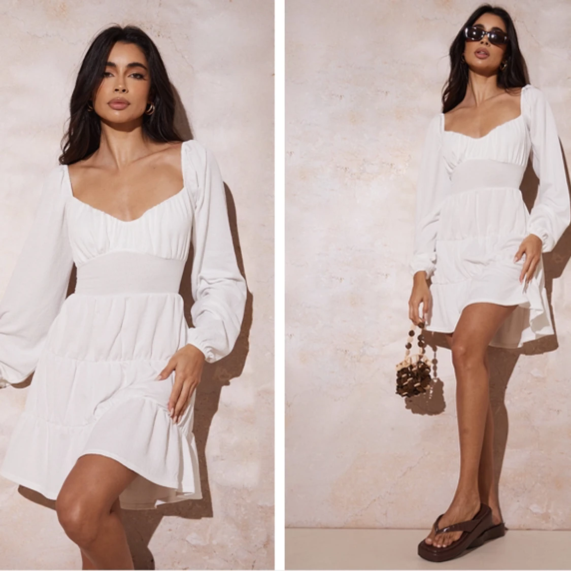 Vit klänning med öppen rygg - 91