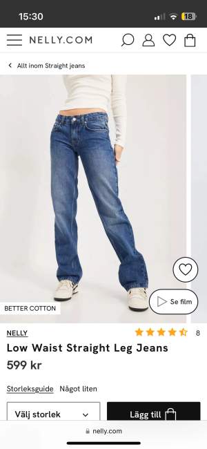 ✨✨Säljer nu dessa raka lågmidjade Nelly jeans 🌸HELT OANVÄNDA!🌝Ha i åtanke att de är små i storleken 🌼✨