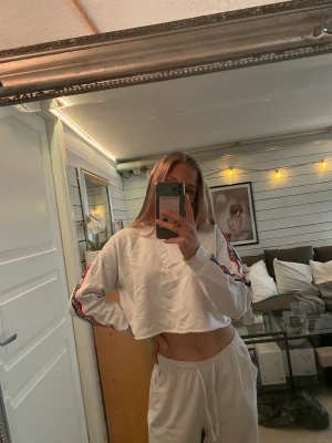 Croppad sweatshirt - Vit croppad sweatshirt från Levi’s. Bra skick och sparsamt använd. Storlek XS men passar mig som är S i vanliga fall