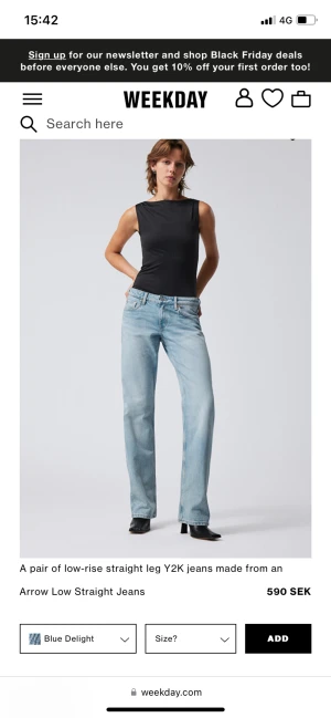 Arrow jeans weekday  - Säljer mina Arrow low straight jeans från weekday då de är för små för mig! De är i storlek L 32 och W 28. Jättebra skick då de inte kommit till användning så många gånger, nypris ligger på 590. 