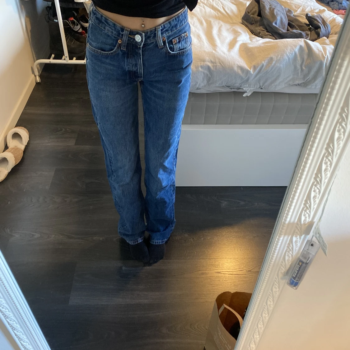 Mid waist jeans mörkblå - 91
