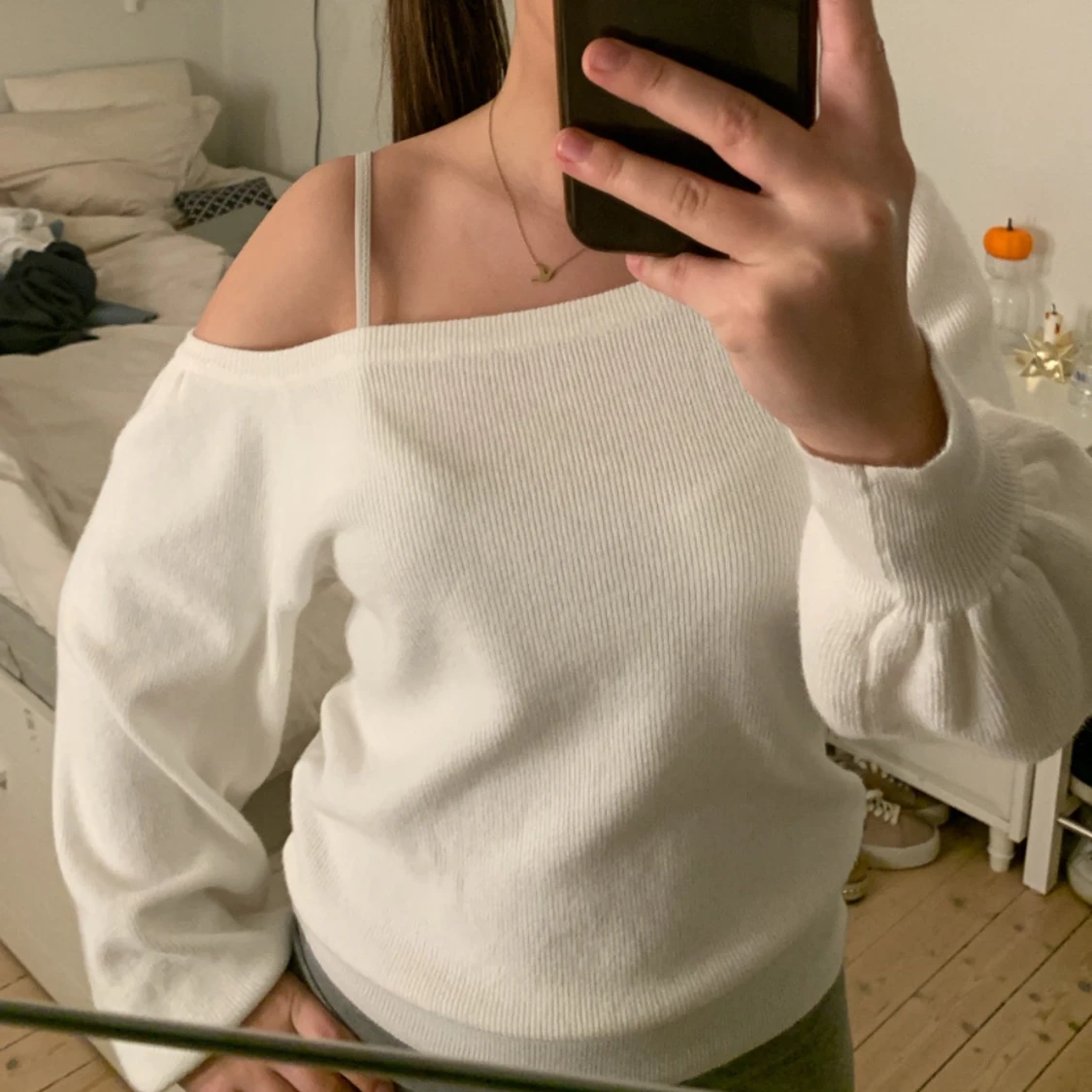 Vit off shoulder tröja - 90