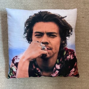 harry styles 🫶🏻 - Säljer min kudde och filt med Harry styles tryck på!   Går att köpa separat, 60kr/st😊