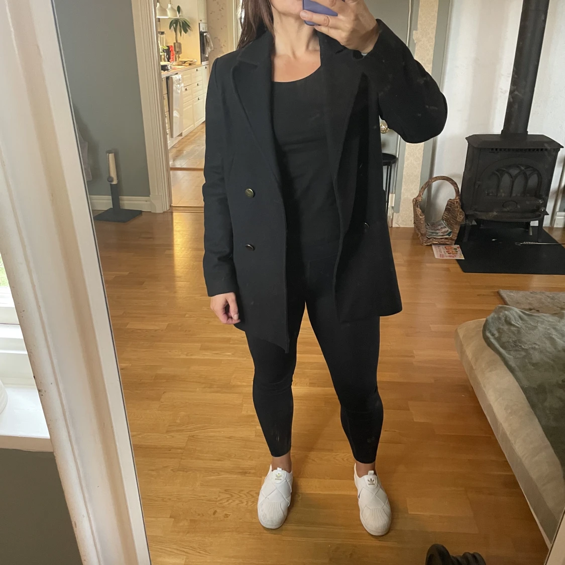 Dubbelknäppt ullkappa