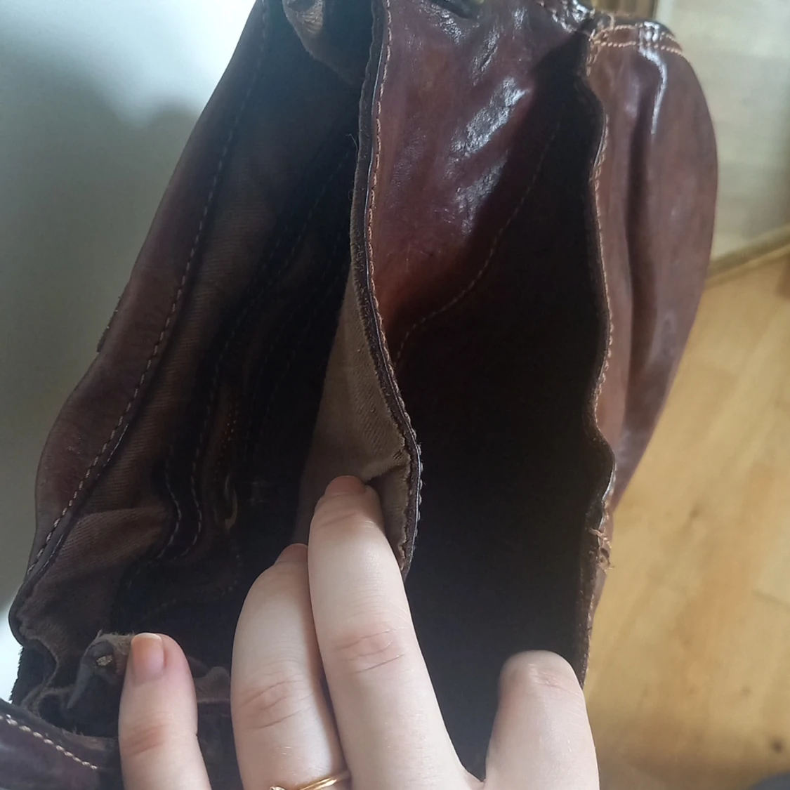 Brown Leather and Studded Crossbody Bag - 91