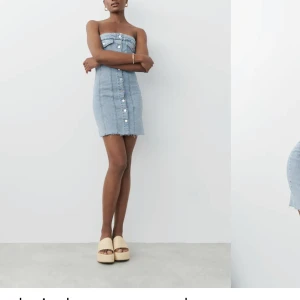 Jeansklänning - Slutsåld denim klänning från gina tricot, nypris 600 kr. Strl S men passar definitivt en M!! Aldrig använd med lappen kvar pga för stor💕