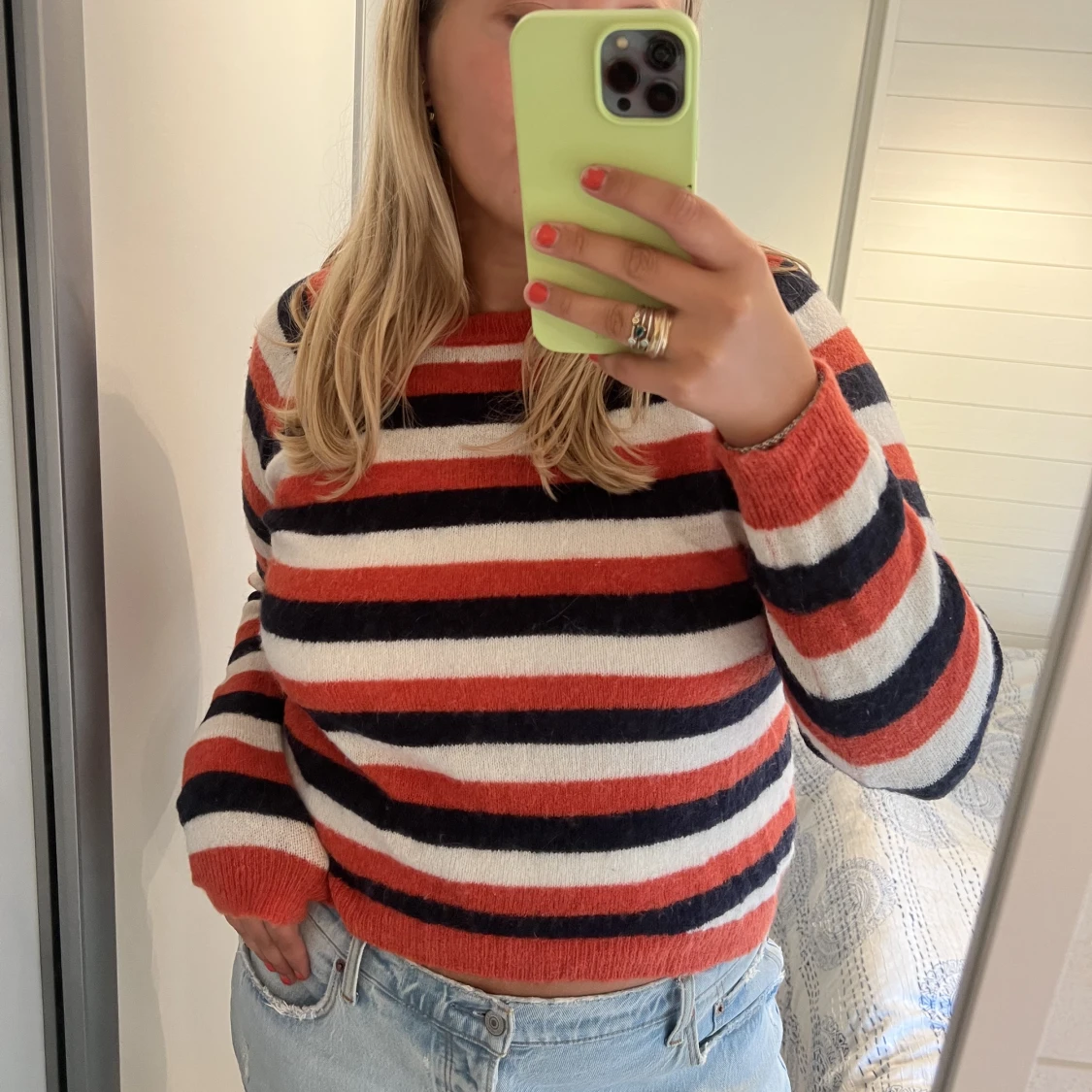 Randig stickad tröja - 90