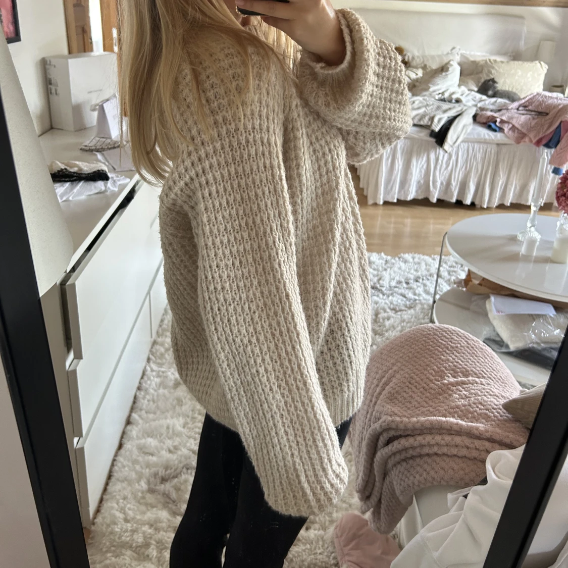 Beige stickad tröja - 91